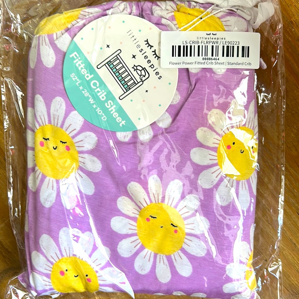 Little sleepies flower power crib sheet